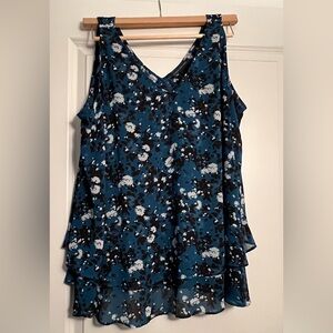 Floral Sleeveless Layered Top - Blue Lane Bryant 20P
